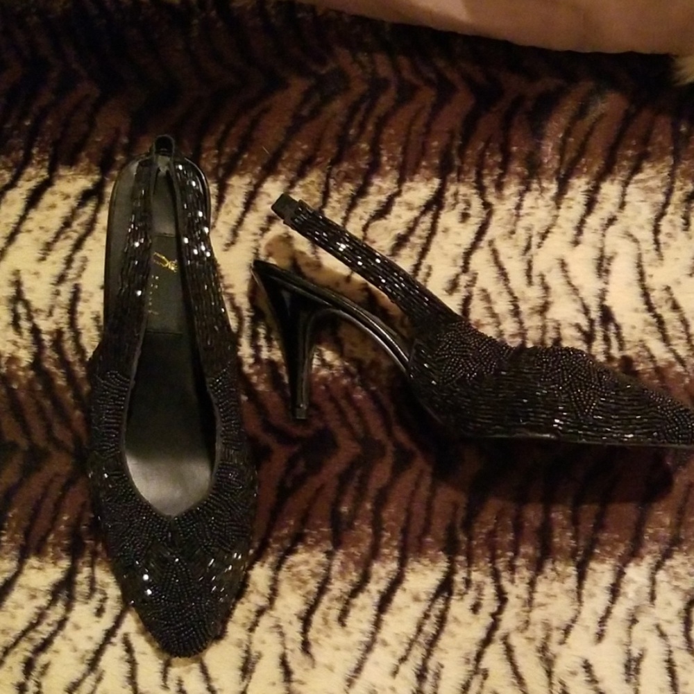 Gorgeous Beaded Sling Back Evening Shoes